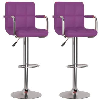 vidaXL Taburetes De Cocina 2 Unidades Cuero Sint&eacute;tico Morado Vidaxl