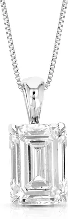 Vir Jewels 2 cttw Emerald Lab Grown Diamond Solitaire Pendant Necklace in 14K Gold with Chain For Women