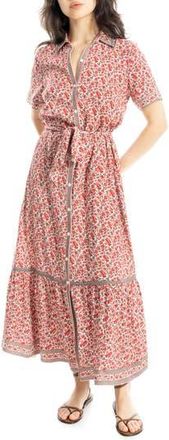 Max Studio Short Sleeve Shirtdress in Ecru/Watermelon Daisy at Nordstrom Rack, Size X-Small