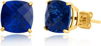 MAX + STONE Sterling Silver or Gold 8mm Cushion Cut Gemstone Birthstone Stud Earrings