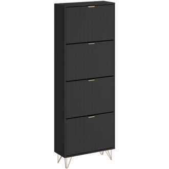 Vicco Mobile porta scarpe Helge, Nero, 60 x 166.7 cm 4 scomparti
