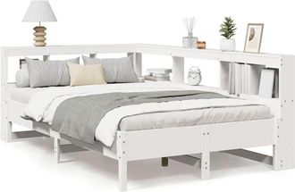 vidaXL Cama Con Estanter&iacute;a Sin Colch&oacute;n Madera Maciza Blanca 120x200 Cm Vidaxl