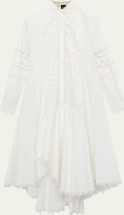 Loewe Floral Lace Fit-and-Flare Handkerchief Shirt Dress