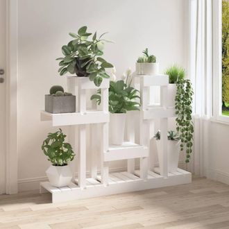 Berkfield Home Plant Stand White 104.5x25x77.5 cm Solid Wood Pine
