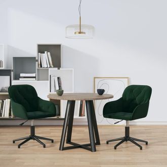 vidaXL Vidaxl - Sillas De Comedor Giratorias 2 Unidades Terciopelo Verde Oscuro