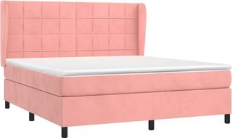 vidaXL Vidaxl - Cama Box Spring Con Colch&oacute;n Terciopelo Rosa 180x200 Cm