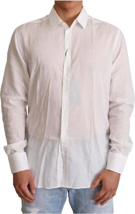 Dolce & Gabbana Martini Shirt - Heren - Zakelijke Overhemden - Wit - L - Katoen - Overhemden