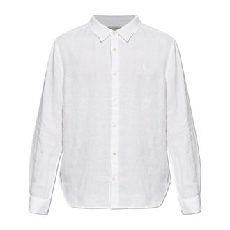 AllSaints Loom Long Sleeve Linen Shirt - Heren - Casual Overhemden - Wit - XL - Linnen - Overhemden