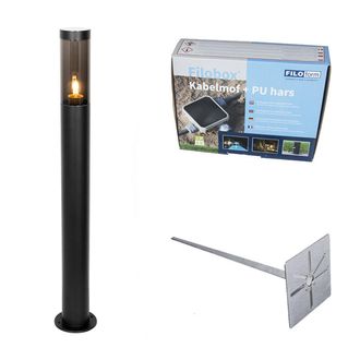 QAZQA Qazqa Moderno Luz De Poste Exterior Moderna Negra 80 Cm Ip44 - Rox Acero /pl&aacute;stico Alargada Adecuado Para Led Max. 1 X 20 Watt