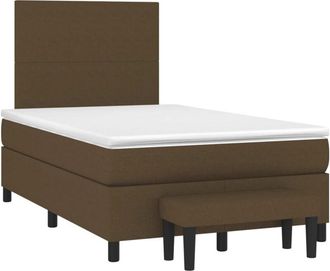 vidaXL Vidaxl - Cama Box Spring Con Colch&oacute;n Tela Marr&oacute;n Oscuro 120x200 Cm