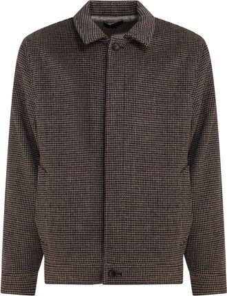 Vince Mens Houndstooth Overshirt Jacket - Grey - Size Medium