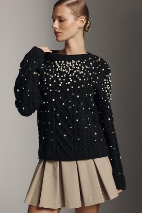 English Factory Pearl-Embellished Sweater
