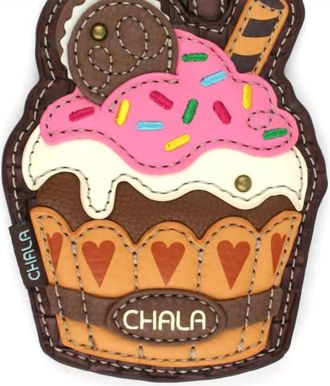 Chala Womens Cupcake Coin Purse Key Chain In Brown