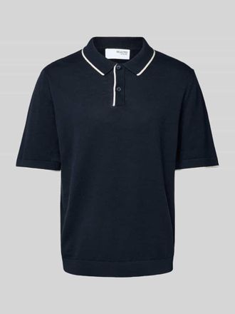 Selected Poloshirt aus Baumwoll-Leinen-Mix Modell MATTIS in Marine, Gr&ouml;&szlig;e XXL