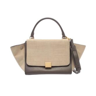 Celine Pre-owned Handbags, female, Beige, Size: ONE SIZE Pre-owned Trapeze Small Leather 2way Handbag
