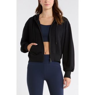 Zella Go Easy Terry Zip Hoodie in Black at Nordstrom, Size X-Small