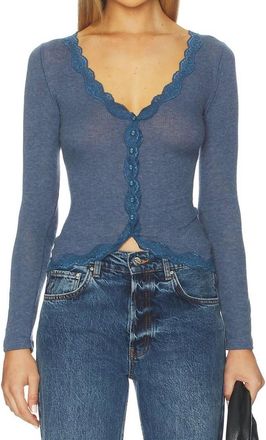 Free People Big Love Cardigan In Ocean Heather
