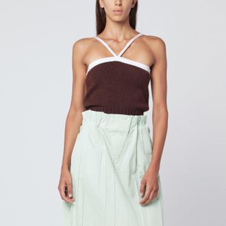 Prada Top in lana e cashmere marrone