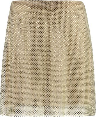 Philosophy di Lorenzo Serafini Womens Rhinestone Mini-skirt - Tan Nylon - Size Medium