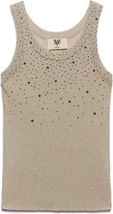 Aniye By Strass Applicatie Gebreide Top - Dames - Tops zonder mouwen - Beige - XS - Katoen - Tops
