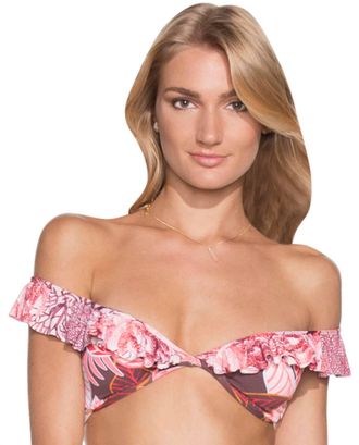 Maaji Underwire Off The Shoulder Ruffle Bikini Top In Maa Guajira Park
