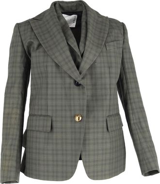 sacai Layered Checked Blazer in Multicolor Cotton