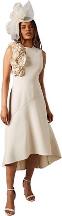 Coast Petite 3D Corsage High Low Dress, 10, Champagne