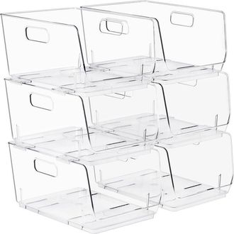 Sorbus Stackable Medium Storage Bins - 6-Pack