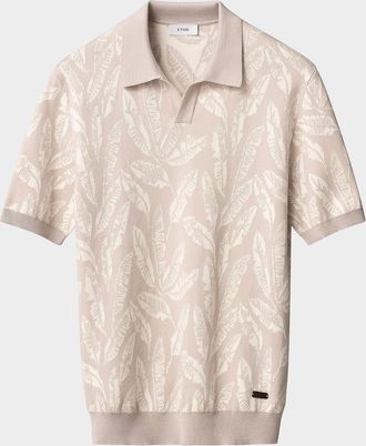 Eton Men & apos;s Banana Leaf Jacquard Johnny Collar Polo Shirt