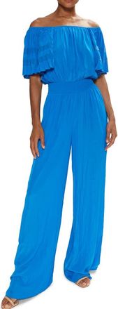 Ramy Brook Tinsley Off the Shoulder Short Sleeve Jumpsuit in Marrakech Blue at Nordstrom Rack, Size X-Small