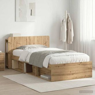 Berkfield Home Bed Frame with Storage Artisan Oak 100 x 200 cm Engineered Wood in Brown