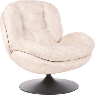 Beliani Beliani - Velvet Swivel Armchair with Padded Seat Single Base Vintage Style Beige Nolvik