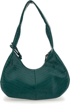 Ganni Womens Medium Bou Green Shoulder Bag Recycled Leather