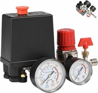 OEM Interruptor De Presi&oacute;n De 4 Puertos Para Compresores De Aire Monof&aacute;sicos, 90-120 Psi, Con Man&oacute;metros Para Una R&aacute;pida Reducci&oacute;n De La Presi&oacute;n