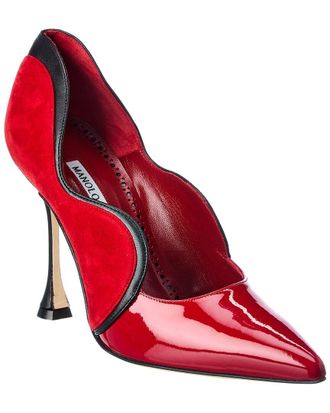 Manolo Blahnik Hamaki 105 Patent & Suede Pump