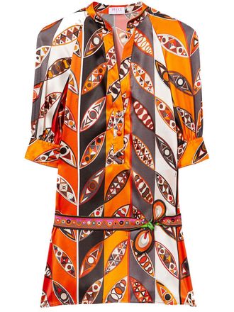 Pucci Girandole-print shirt minidress - Orange