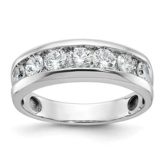 Diamond2Deal 14k White Gold Lab Grown Diamond 7-Stone Band Ring 1Ct Clarity- VS Color- G-H