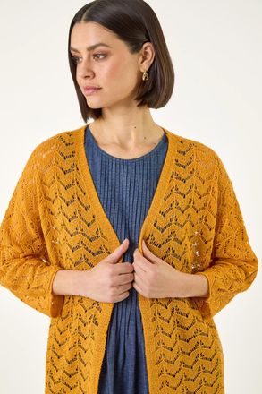 Roman Wave Stitch Detail Knit Cardigan