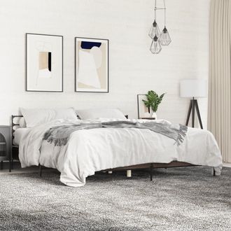 vidaXL Vidaxl - Estructura Cama Madera Ingenier&iacute;a Metal Marr&oacute;n Roble 180x200 Cm