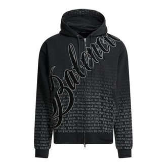 Balenciaga Hoodies, male, Black, Size: XL Big B Oversized Zip-Up Hoodie