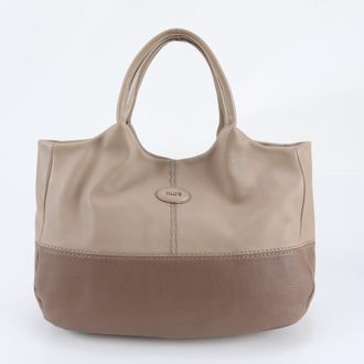 Tod's Beige Brown Leather Handbag Shoulder Bag Tote Bag (Pre-Owned)