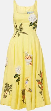 Agua Bendita Abito midi Frontera in lino