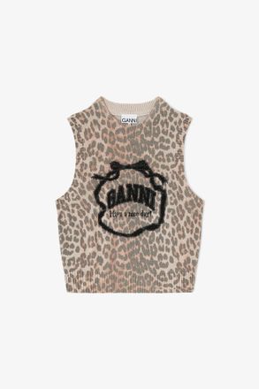 Ganni Mixed Graphic Wool Vest - Size M