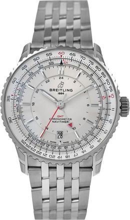 Breitling Pre-owned Breitling Navitimer GMT Automatic Chronometer Silver Dial Mens Watch A32310