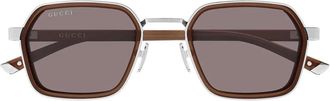 Gucci Sunglasses Gg2074 S 005 Silver Brown/Brown Men