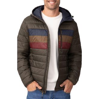 Free Country Colorblock Puffer Jacket in Olive at Nordstrom Rack, Size Large