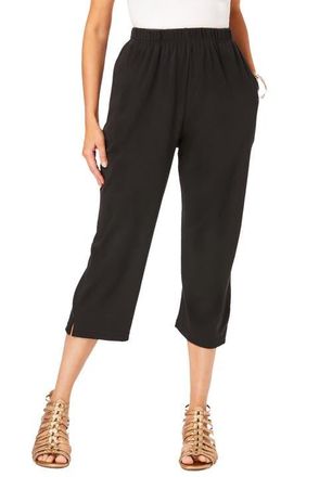 Roaman's Plus Size Soft Knit Relaxed Pull-On Capri Pant in Black at Nordstrom, Size Medium