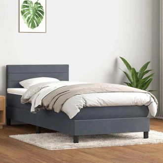 vidaXL Cama Box Spring Con Colch&oacute;n Terciopelo Gris Oscuro 80x220 Cm Vidaxl