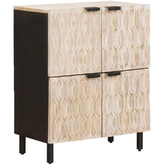 vidaXL Sideboard White Wash Finish 60 x 33 x 75 cm Solid Mango Wood vidaXL