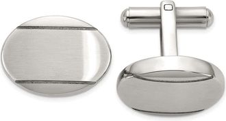 Diamond2Deal Stainless Steel Brushed and Polished Oval Cuff Links